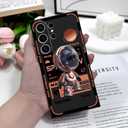 Gencyfu for Samsung Galaxy S24 Ultra Case, Astronaut Pattern Slim Liquid Silicone Anti Slip for Galaxy S24 Ultra Phone Case 6.8 inch, Space Black