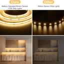 DBFAIRY 2 Pack COB Motion Sensor Strip Light Battery Operated, 6.6Ft 640 LED Cabinet Strip Lights High Bright with Sensor Lighting Mode for Wardrobe Stair Pantry Counter Cabinet Bed,2700K Warm White