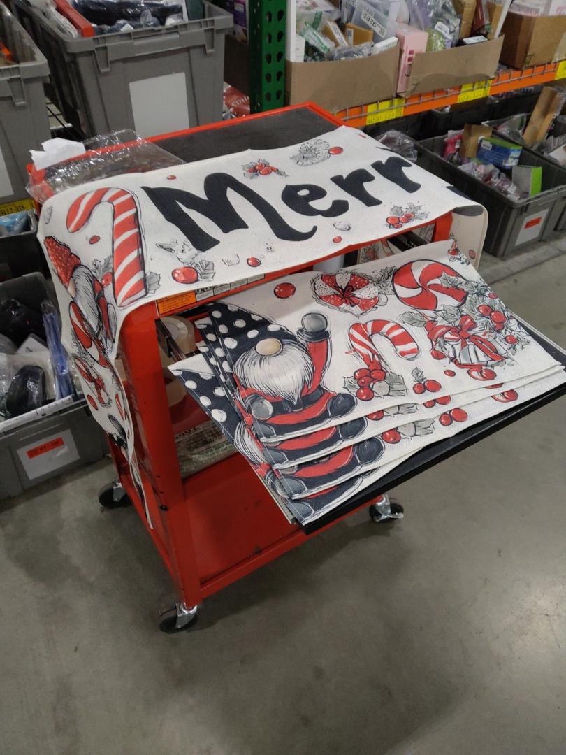 Christmas Table Runner and Placemats Set of 4 Cotton Linen Dining Decor for Daily Use Vintage Dining Mat Set 72"x13" , 12"x18"