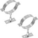 2 PCS 4 Inch Heavy Duty Adjustable Pipe Bracket, Galvanized Steel plit Ring Pipe Hanger, Pipe Bracket Clamp, Vent Pipe Wall Strap with Mounting Screws (4 Inch)