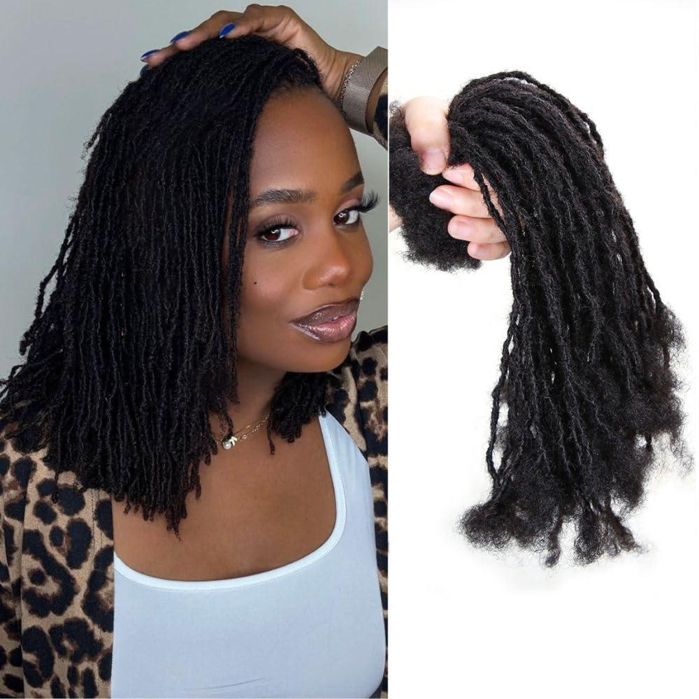 12 inch 40 Stands Interlocking Loc Extensions Human Hair, 0.2cm Width 100% Human Hair Dreadlock Extensions, Soft Human Hair Dreads Extensions, Natural Black (12 inch 40 Strands,1B 0.2cm)