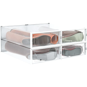 PARANTA 4-Piece Extra Large Boot and Shoe Storage Boxes, Stackable Clear Plastic Shoe Organizer, Space-Saving Shoe Boxes for Boots, Sneakers, and High Heels, Clear