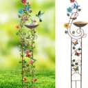 57 Bird Bath with Garden Trellis for Climbing Plants Outdoor, Small Decorative Metal Birdbath Bird Baths, Butterfly (Butterfly)