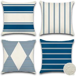 OTOSTAR Waterproof Outdoor Pillow Covers 18x18 Inch Modern Geometry Decorative Throw Pillow Cases Square Cushion Case Pack of 4 Garden Throw Pillow Covers for Patio Furniture Couch Tent (Navy Blue)