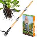 Weed Puller Tool, Stand Up Heavy Duty Weed Remover Tool with Long Handle , Foot Platform Design - 4 Claw Steel Head Weeder Tool, Bamboo Garden Hand Weeding Tool, Smoothly Remove Weeds Without Kneeling L