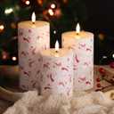 Eywamage Christmas Flameless Pillar Candles with Remote, Winter Holiday LED Candles Decor Battery Operated Flickering Set of 3 (Bear)