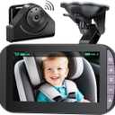 Wireless Baby Car Camera Monitor  4.3 Inch Display with 360 Rotating Rear Facing Car Seat Cameras, 1080P HD Night Vision IR-Cut, USB & Battery Powered Backseat Baby Monitor for Infant Toddler (Black)