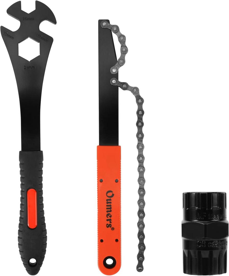 Oumers Bike Cassette Removal Tool, Bicycle Chain WhipPedal Wrench2 in1 Freewheel Removal Tool, Bicycle Pedal Removal Tool, Freewheel Remover, Wrench Sprocket Remover for Bike Repair