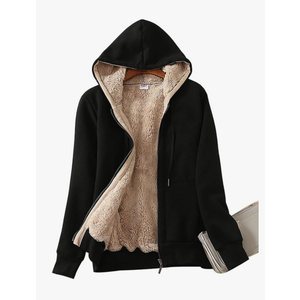 Yeokou Women's Casual Full Zip Up Sherpa Lined Hoodie Sweatshirt Jacket Coat, Size XL