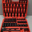 Master 1/2" Drive Impact Socket Set, 67-Piece Standard & Deep Master Impact Socket Set SAE 3/8"-1-1/4" & Metric 8-24mm Socket Set with Ratched Hand, Extension Bar, Reducer, Impact Universal Joint?Cr-V