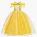 Berlune Princess Costumes for Girls Princess Dress up Accessories for Kids Cosplay Dress Halloween Party Birthday Outfit(45Y,Yellow)
