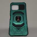 for T-Mobile REVVL 7 Pro 5G Phone Case with Tempered Glass Screen Protector,Military Grade Heavy Duty Shockproof Protective Cover,with Ring Kickstand for REVVL 7 Pro (Dark Green)