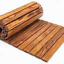 24 in x 8 ft Carbonized Wooden Garden Pathway, Roll Out Outdoor Walkway with Anti-Slip Grooves – Natural Pine Wood, Flexible Roll Up Boardwalk for Lawn, Gravel, Yard (Rustic, 24" x 8 ft)