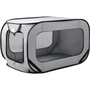 Love's cabin 31.5in Portable Large Dog Bed - Pop Up Dog Kennel, Indoor Outdoor Crate for Pets, Portable Car Seat Kennel, Cat Bed Collection, Grey (31.5"L x 17"W x 17"H)