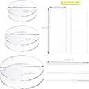 Acrylic Cake Disc Set - 6.25/8.25/10.25 Inch Clear Decorating Supplies with 6 Round Discs, 2 Icing Scrapers and 3 Center Dowels for Cake Baking