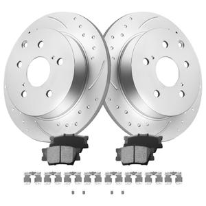MOTOREVO Front Geomet Brake Rotors Kit for RAV4 [2019-2024, 305mm12.01in] Automotive Replacement Vented Coated Drilled Slotted Brake Discs and Ceramic Brake Pads 2019 2020 2021 2022 2023 2024