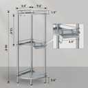 ELYKEN Corner Shower Caddy Standing, 3 Tier Rustproof Metal Shower Organizer with Soap Holder, Floor Shower Corner Shelf Rack Storage Stands with Adjustable Feet & 2 Hooks for Bathroom, Silver