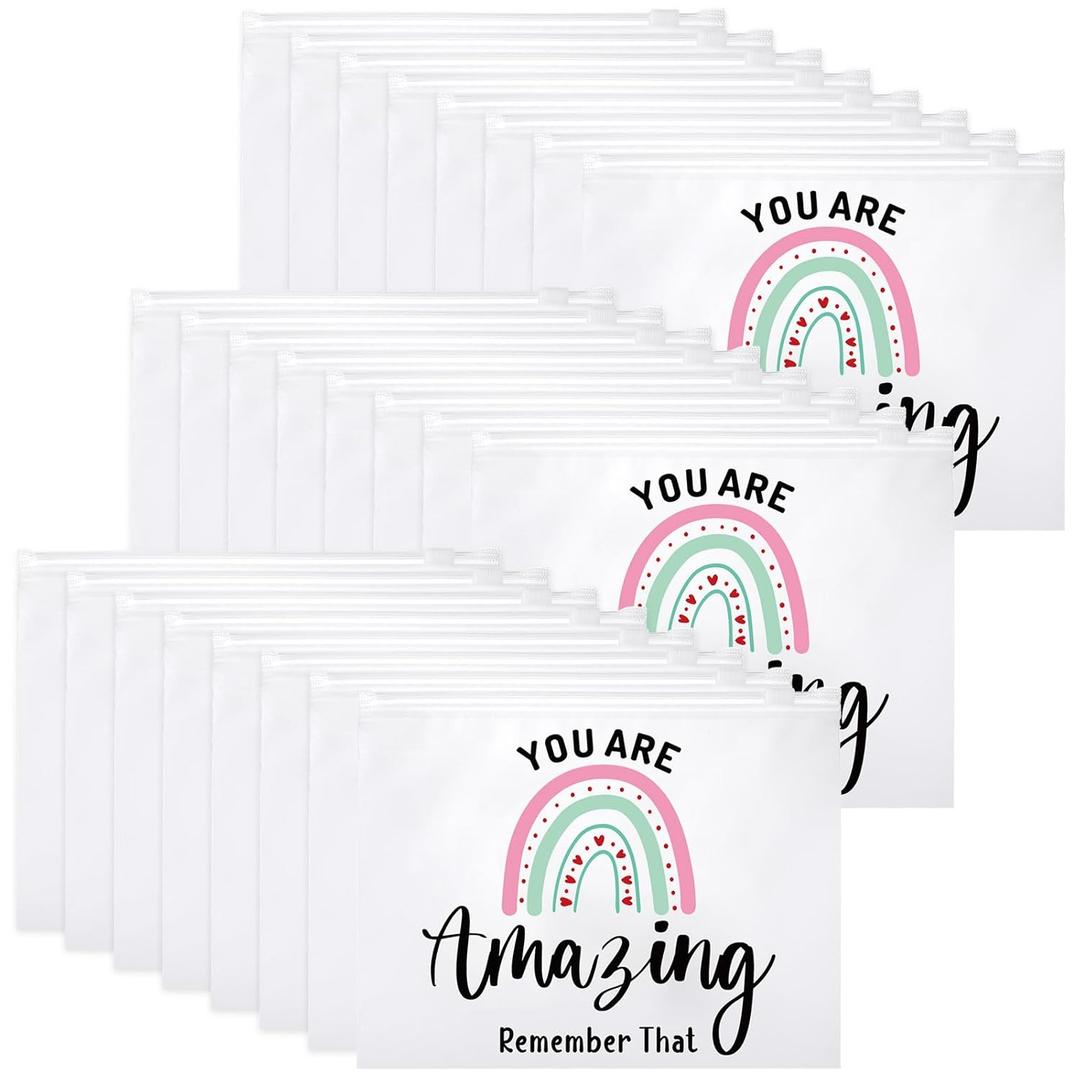 Reginary 50 Pcs Inspirational Gifts Bulk for Women Cosmetic Bag EVA Makeup Bag with Zipper for Birthday Employee Coworker Colleague Staff Encouragement Motivational Presents(You Are Amazing)