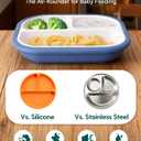 Babelio 8'' Toddler Porcelain Plates with Silicone Suction Sleeves, Lead & BPA Free, Divided, Microwave & Dishwasher Safe, Stay Put, Suitable for Kids, 3 Pack