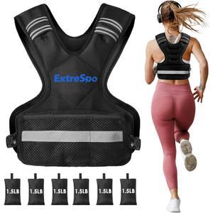 Adjustable Weighted Vest for Women and Men, 11-20lb Weight Vest with 6 Ironsand Weights, Body Weight Vest Exercise Set with Reflective Strip for Strength Training and Workout