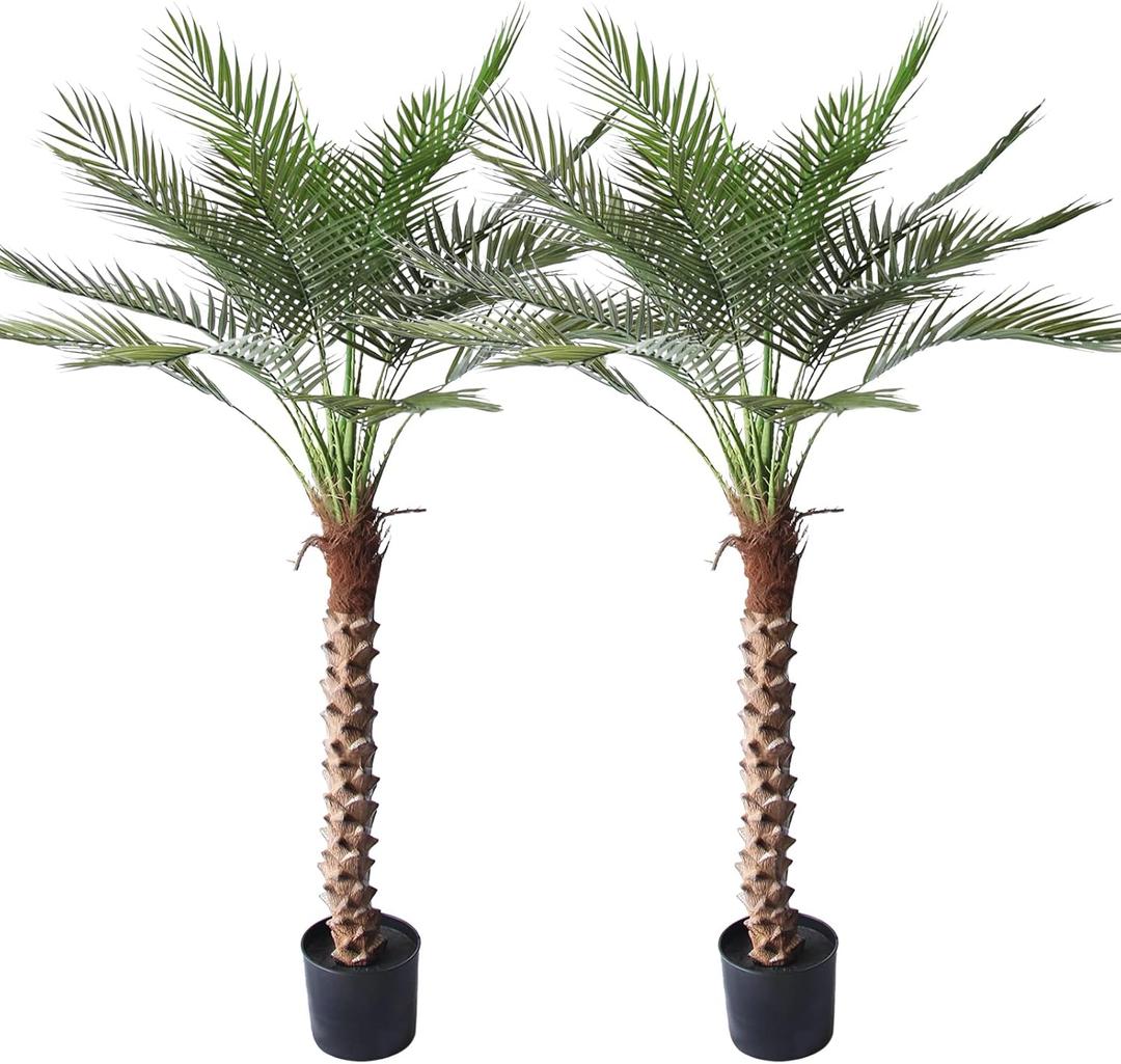 Artificial Palm Tree 5FT Large Fake Sago Palm Plant with 18 Trunks Perfect Tall Faux Tree in Pot for Indoor Outdoor House Home Office Garden Modern Decor Housewarming Gift (2Pack)