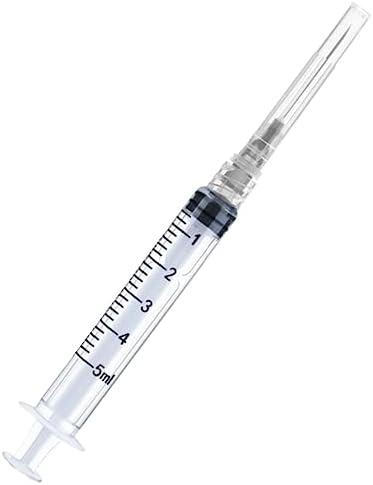 55 Pack Disposable 5ml/cc Lab Syringes with 22Ga 1.25 Inch Needle Luer Lock, Individually Sealed Packed