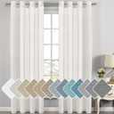 H.VERSAILTEX White Linen Curtains Flax Linen Blended Curtain Panels for Living Room/Bedroom Semi Sheer Privacy Curtains 108 inch Length 2 Panels Set Nickel Grommet Window Drapes, White