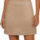 Ekouaer Golf Skorts for Woman High Waisted Active Skort Lightweight Tennis Skirt with 2 Pockets Workout Pickleball Sports XS, Khaki