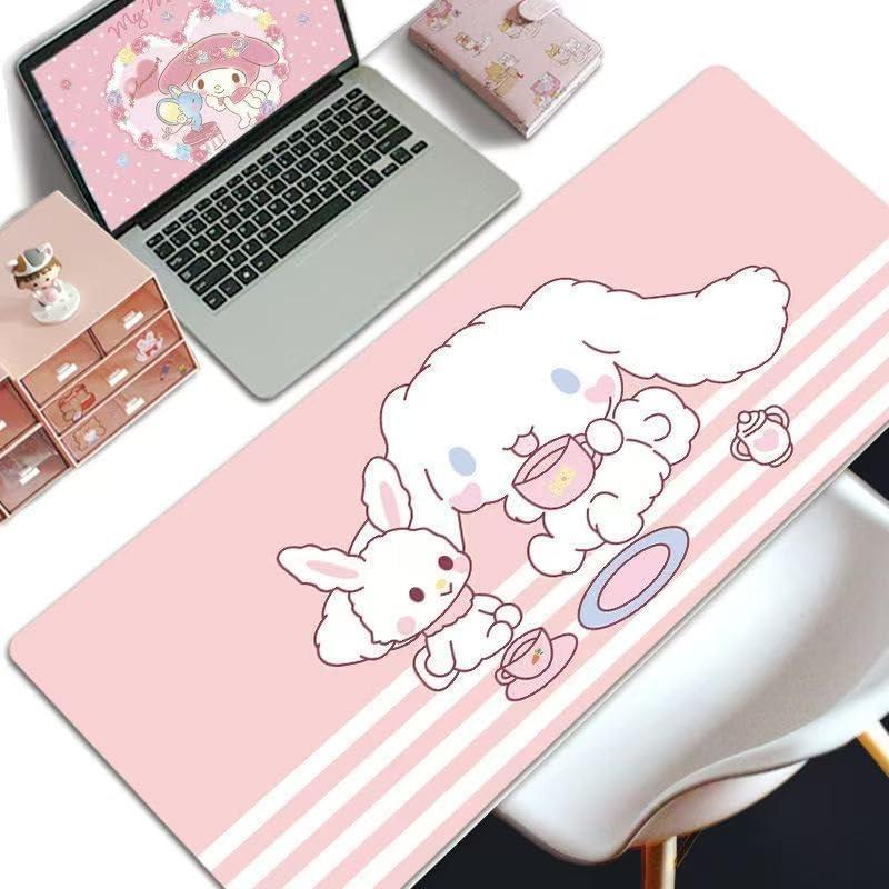 Kawaii Girly Cute Gaming Mouse Pads, Long Extended Desk Mat, Extra Large Girl Anime Mousepad Keyboard Pads for Work Game Office Home (cinnamll), 31.5" x 11.8"