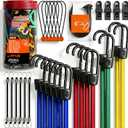 HORUSDY 31-Piece Premium Bungee Cords Assortment Jar, Includes 10,18,24,32,40 Bungee Cords, 6 Zip Ties, 8Canopy/Tarp Ball Ties and Crocodile Mouth Tarp Clips