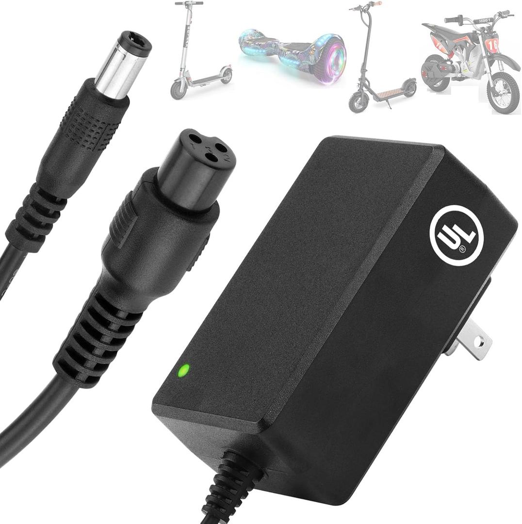 42V Compact Electric Scooter Hoverboard Charger for Hover-1 Gotrax Jetson & More 36V Lithium Battery, UL Certified Safe & Powerful & Small with 2 Common Connectors