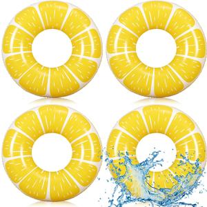 Sumind 4 Pcs 24 Inches Inflatable Pool Floats for Kids, Cute Pool Floaties Tube, Fruit Swim Tube Rings Bulk for Kids Girls Boys, Lake Beach Outdoor Party Decoration Summer Vacation Holiday