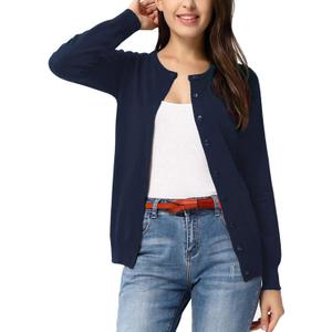 GRACE KARIN Womens Long Sleeve Knit Cardigan Sweaters Casual Dressy Open Front Button Down Cardigans Summer Outfits, Large