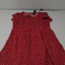 Allegra K Women's Printed Casual Square Neck Short Sleeve Fit and Flare Dress Large Red-Dotted
