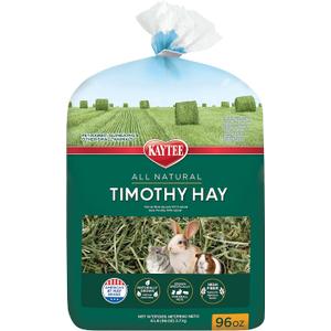Kaytee Timothy Hay, High Fiber, Grown Specifically for Small Animals, Rabbits, Guinea Pigs, Chinchillas, 96 Ounces (EXP 02/07/27)