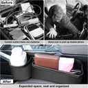 JINRUITOP Car Seat Gap Filler Organizer with Cup Holder, 2 Pack Adjustable Leather Car Side Seat Storage Box, Multifunction Interior Storage Organizer for Phones Keys Sunglasses Cards, Black