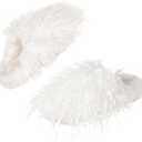 Fuzzy Plush Women's House Slipper Cozy Non-slip Bedroom Slipper for Women Furry Indoor Outdoor House Shoes (White)