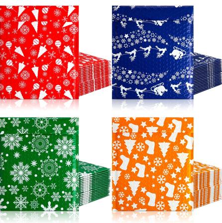 100 Pack Christmas Poly Bubble Mailers 8.3 x 9.3 Inch Christmas Padded Envelopes Self Seal Adhesive Shipping Bags Postal Bags for Xmas Gift Giving Small Business Mailing Packaging(Classic)