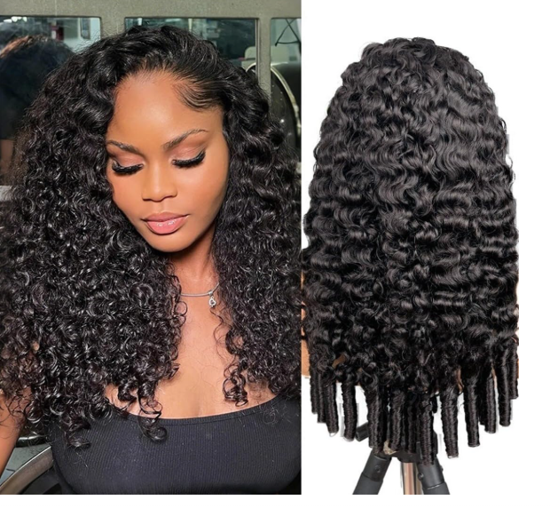 ISEE Half Wig Human Hair for Women 24 Inch Burmese Curly with Spiral Curls End Glueless Wigs 180% Density Flip Over Beginner Friendly Wear Go Drawstring Wig No Glue No Sew Natural Color & Easy Install