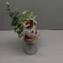 Faux Flowers with Vase,Artificial Silk Roses in Vase, Fake Plant Eucalyptus Flower Arrangement for Home Office Farmhouse Bathroom Dining Table Centerpiece Decorations Coffee Table Decor (Burgundy)