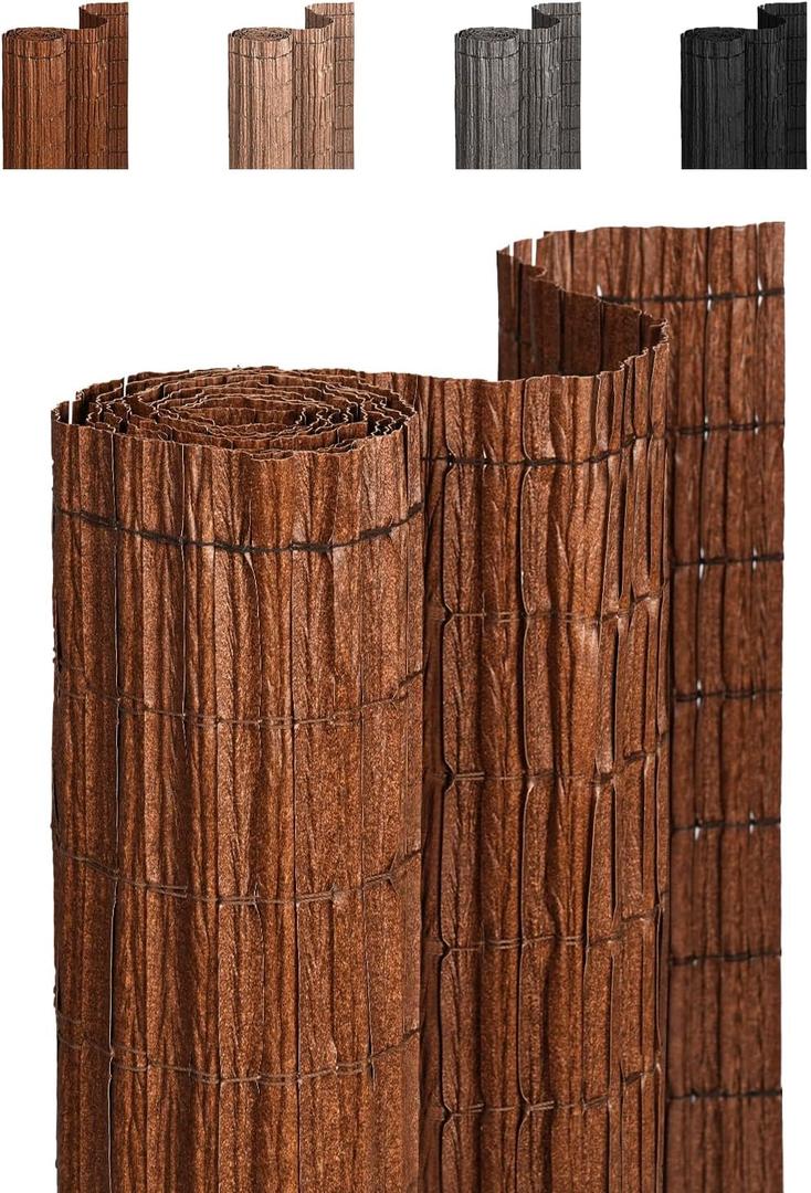 No Drilling Natural Privacy Fence Screen, Brown, 4×10 FT | Balcony Privacy Fence for Garden, Patio, Balcony Cladding, Privacy Wind Protection, Weatherproof, UV-Resistant