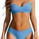 Womens Two-Piece Bikini Set Sexy Bating Suit for Women Adjustable Straps Women's Swimwear Swimsuit Light Blue (Blue, S)