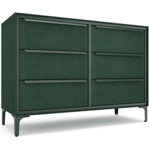 tinge Naima 6-Drawer Premium Fabric Dresser for Bedroom, Waterproof, Green, 14"D x 39.5"W x 28"H