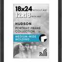 Americanflat 18x24 Poster Frame with Polished Plexiglass - Use as 12x18 Frame with Mat or Display 18x24 Photo Without Mat - Hudson Collection - Wide Picture Frames for Wall Display - Black