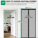 HOFUDON Upgraded Magnetic Screen Door Mesh, Full Strip Magnets, Heavy Duty Fiberglass Mesh, Door Screen Magnetic Closure for Single Door Size 32 x 80 Inch, Screen Door Size 35 x 82 Inch Black