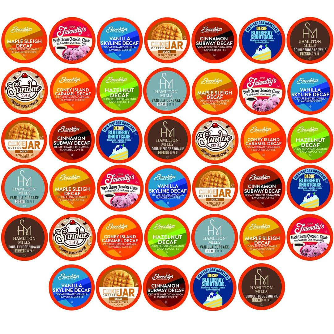 Two Rivers Coffee Decaf Flavored Coffee Pods Compatible with Keurig K Cup Brewers, Assorted Variety Pack Decaffienated Flavored Coffee, 40 Count (EXP 12/03/26)