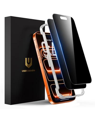 UNBREAKcable Privacy Screen Protector for iPhone 17 Pro Max, Shatterproof Tempered Glass [True 28°Anti Spy] [9H Hardness] [Easy Installation Frame] Private Protector for iPhone 6.9inch-2 Pack