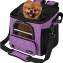 PetAmi Dog Bike Basket, Soft-Sided Ventilated Dog Bike Carrier Backpack, Pet Bicycle Basket for Bike Handlebar, Small Medium Puppy Cat Kitten Car Booster Seat with Safety Strap, Max 18 lbs, Purple