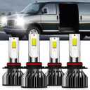 Lights Fit For GMC Savana 1500 2500 3500 1996-2018,GMC Savana 4500 2009-2018, 9005 High Beam 9006 Low Beam, High Power 6500K White Light, Plug & Play, Pack of 4