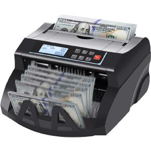 Money Counter Machine Count Value for US Dollar only,UV/MG/MT/IR/DD Detection Bill Counter, Add+Batch/Add+Value Modes Money Counting Machine, Cash Counter with LCD Display (Black)